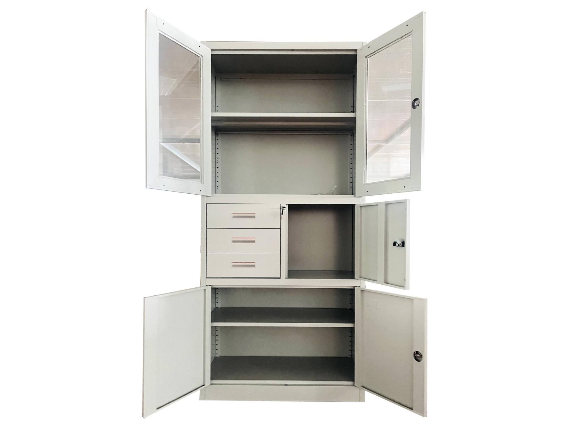 metal cabinet with safe box in white color
