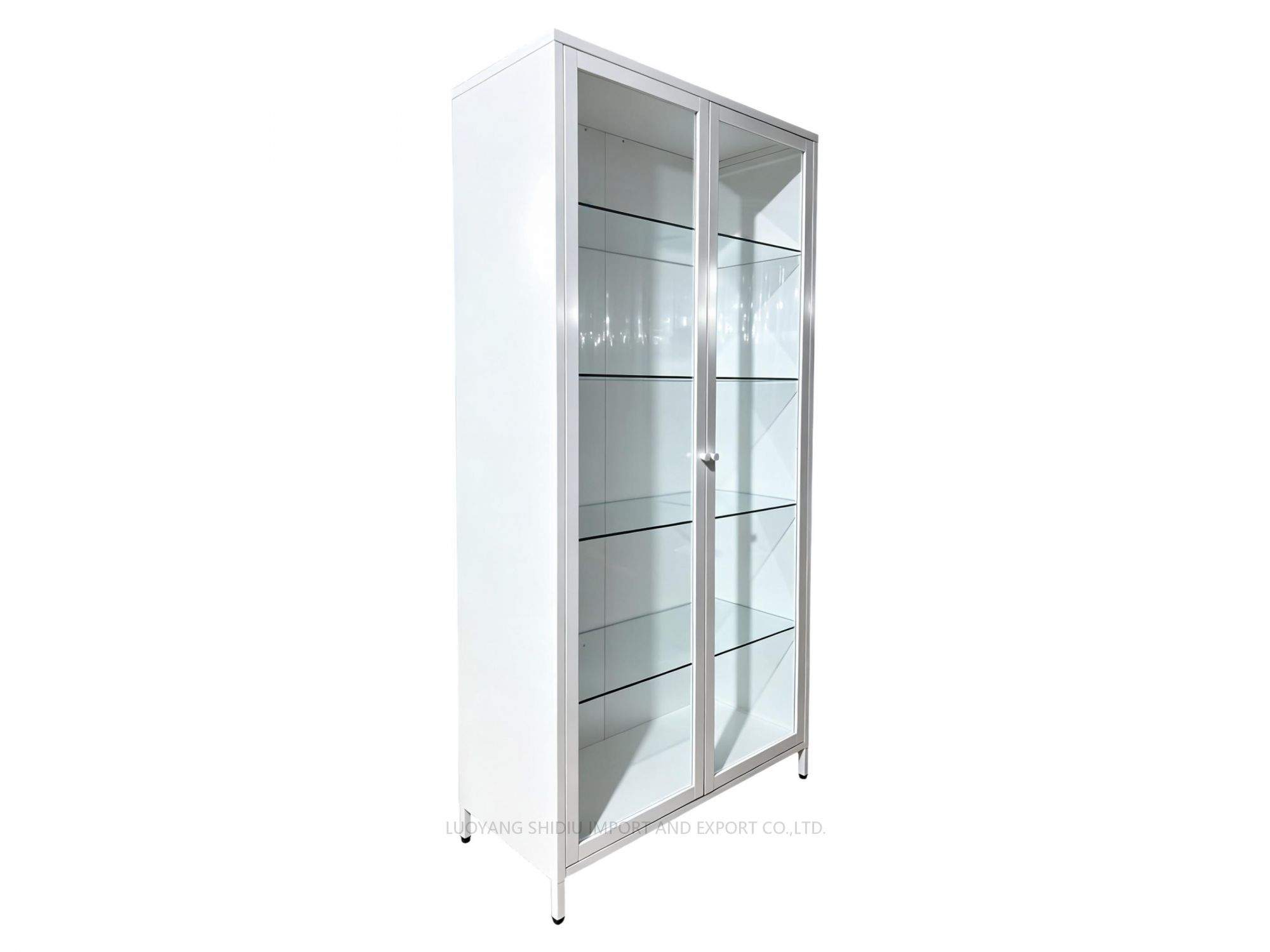 glass door white display cabinet